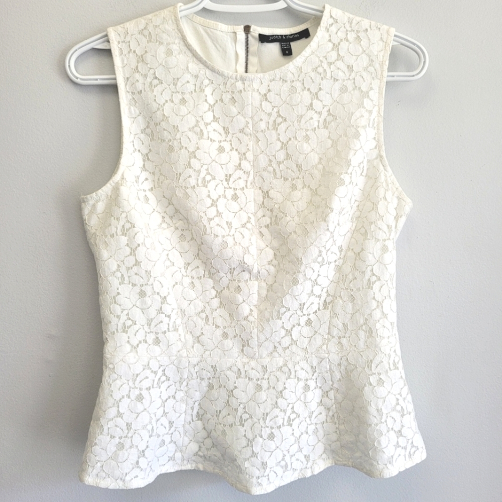 Judith & Charles Lace Peplum Top